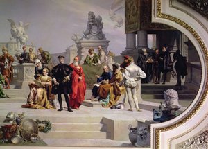 Patronato das Artes pela Casa de Habsburgo: seção da mão esquerda de uma pintura de teto, 1891 (ver também 70755 e 70756)