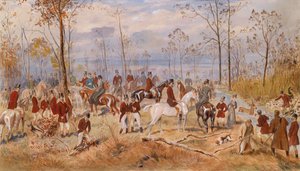 A caçada. Trabalho de Julius von Blaas (1845-1922), aguarela sobre papel, ca. 1890. arte austríaca de Julius von Blaas