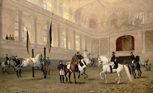 Exercício matinal na escola de equitação, Josephsplatz, 1890 de Julius von Blaas  