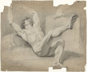 Nu masculino reclinado, braços para trás e perna direita levantada de Jurriaan Andriessen (possibly)