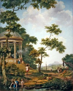 Paisagem arcadiana com um templo (óleo sobre pano) de Jurriaan Andriessen