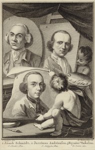 Retratos de Izaak Schmidt, Jurriaen Andriessen e Reinier Vinkeles de Jurriaan Andriessen