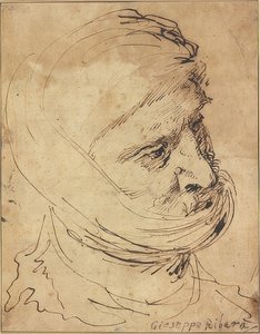 Cabeça barbada, amarrada ao redor do queixo com um pano de Jusepe de Ribera