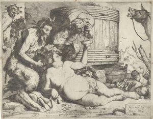 Silenus no barril de vinho de Jusepe de Ribera