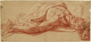 Estudo de uma figura masculina reclinada de Jusepe de Ribera