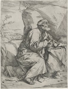 O penitente São Pedro, c.1621 (gravura com gravura sobre papel) de Jusepe de Ribera