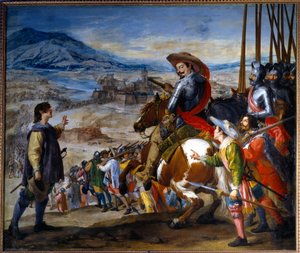 Guerra dos Trinta Anos (1618-1648): "a captura de Brissac em 1638 por Bernard da Saxônia Weimar" Pintura de Jusepe Leonardo (1601-1656) de Jusepe or Jose (c.1605 1656) Leonardo