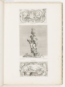Painel Ornamental com Fonte de Concha ladeado por Guirlandas e Volutas, pl. 22 na Oeuvre de Juste-Aurèle de Juste Aurèle Meissonnier