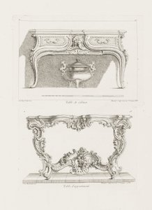 Table de Cabinet., 6th Plate (Study for a Table), pl. 47 em Oeuvre de Juste Aurèle Meissonnier