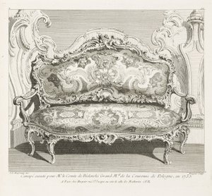 Sofá executado pelo Sr. Conde de Bielinski Grand M.al da Coroa da Polônia, em 1735 .; Sofá feito para o Conde de Bielinski em 1735, 4ª Placa de Juste Aurèle Meissonnier