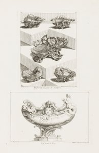 Diferentes Desseins de Sallieres (Vários Projetos para Pratos de Sal), pl. 63 na Obra de Juste-Aurele de Juste Aurèle Meissonnier