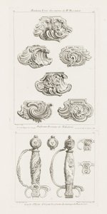 Differents Desseins de Tabatieres, primeira página [Diferentes designs para caixas de rapé], p. 49 no trabalho de Juste Aurèle Meissonnier