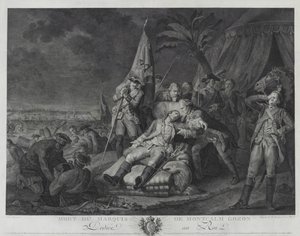 Morte do Marquês de Montcalm Gozon (gravura) de Juste Chevillet