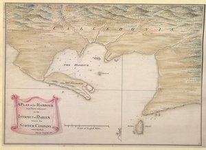 A PLAN of the HARBOUR and Parts of adjacent on the ISTHMUS of DARIEN where the SCOTCH COMPANY was settled. / I. Watson: Engenheiro: 1743. de Justly Watson