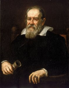 Retrato de Galileu Galilei, conhecido como Galileu Galilei, astrónomo italiano (1564-1642) Pintura da escola de Sustermans. de Justus (school of) Sustermans