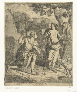 Cena pastoral coloca Granida em Daifilo de Justus Brouwer