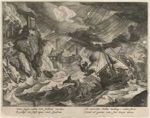 Jonas jogado no mar tempestuoso de Justus Sadeler after Paul Bril