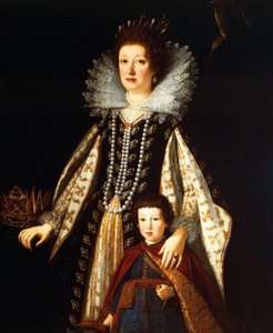 Retrato da Arquiduquesa Maria Maddalena da Áustria com seu filho Fernando II de Justus Sustermans