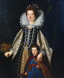 Retrato de Maria Madalena da Áustria e do seu filho Ferdinando em traje polaco de Justus Sustermans