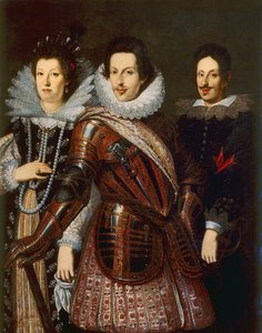 Retrato de Marie Madeleine da Áustria, Cosimo II e Ferdinand II de Medici, c.1640 de Justus Sustermans