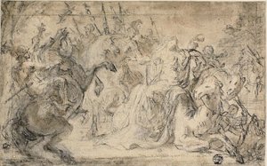 Zenobia cercada por soldados montados de Justus van Egmont