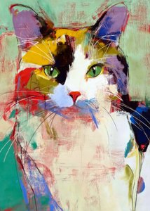 Gato abstrato colorido de Justyna Jaszke