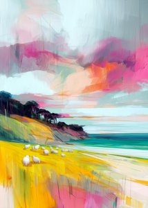 Paisagem com ovelhas coloridas de Justyna Jaszke
