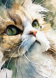 O Gato Curioso da Aquarela de Justyna Jaszke