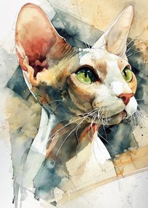 Gato Sphynx de olhos verdes