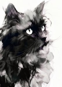Retrato misterioso de gato preto de Justyna Jaszke