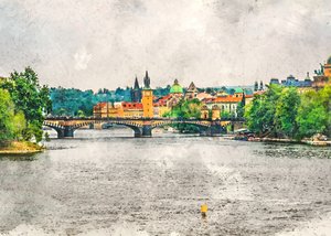 Paisagem urbana do rio de Praga de Justyna Jaszke