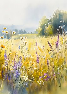 Prado ensolarado de flores silvestres de Justyna Jaszke