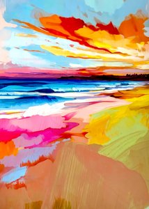 Pôr-do-sol vibrante na praia de Justyna Jaszke