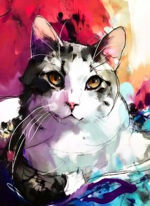 Pintura de um gato cheio de vida de Justyna Jaszke