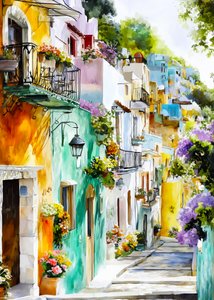 Cidade animada situada numa encosta de Justyna Jaszke