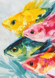 Peixes a nadar com energia