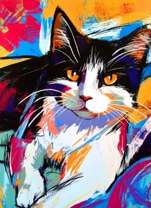 Gato Tuxedo Vibrante de Justyna Jaszke