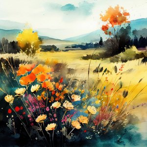 Campo de flores silvestres colorido de Justyna Jaszke