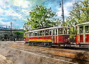 Elétrico vintage da cidade de Justyna Jaszke
