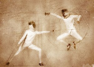 Duelo de esgrima à moda antiga
