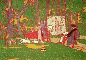 Pintando Lazarine e Anella no parque. Está quente, 1910 de József Rippl Rónai