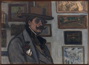 Auto-retrato em um chapéu marrom, 1897. de József Rippl Rónai