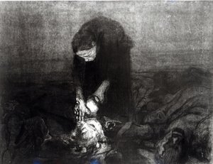 Depois da Batalha, da série &39;The Peasants&39; Revolt &39;, 1907 (gravura, gravura e aquatinta) de Käthe Kollwitz