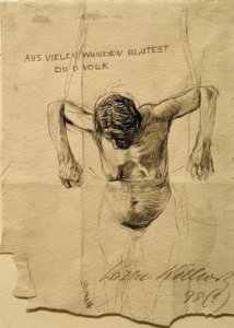 Gravura de gravura Estudo de gravura De muitas feridas você está sangrando, ó povo de Käthe Kollwitz