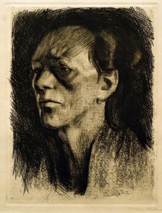 Mulher trabalhadora (com brinco) de Käthe Kollwitz