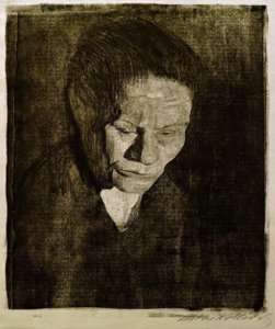 Cabeça de mulher abaixada de Käthe Kollwitz