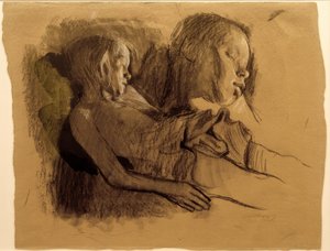 K.Kollwitz, criança adormecida e cabeça da criança de Käthe Kollwitz