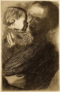 Mãe com criança nos braços de Käthe Kollwitz