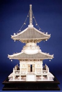 Modelo de um santuário do templo, final do século XIX de Kaigyokusai Masatsugu