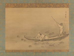 Zhou Maoshu Admirando Lótus, meados do século XVII. de Kaiho Yusetsu